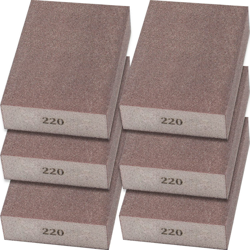Sunxeke 6Pcs Sanding Sponge 220 Grit Blocks for Pot Brush Pan Brush Metal Sanding Wood Sanding Washable&Reusable N-G-001-220