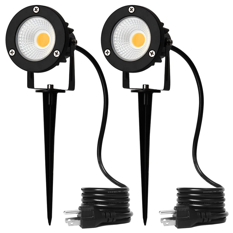 12W 2 Pack LED Spot Lights Indoor for Plants Uplights Spotlight Lamp Accent Lighting for Indoor Plants ,120V Landscape Lights Warm White Up Light 6FT Cord with US 3 Prong (Base and Stake Included)