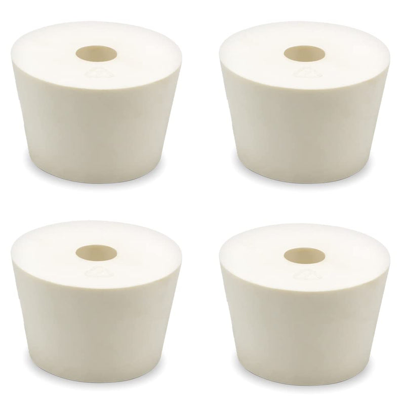 Fermentation Rubber Stoppers Drilled Bungs For Use With Airlock (#8 Rubber Stopper - 4 Pack) #8 Rubber Stopper - 4 Pack