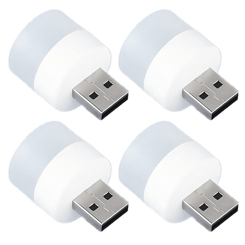 DASITON Plug in LED Night Light Mini USB LED Light Flexible USB LED Ambient Light Mini USB LED Light, LED Portable car Bulb, Indoor, Outdoor, Reading, Sleep (4 White Ligh) 4 White Light