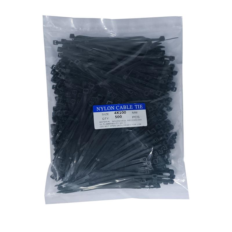 Zip Ties 500 pcs 4 inch Cable Zip Ties, Premium Plastic Wire Ties with 40 LBS Tensile Strength, UV Resistant Cable Ties, Self-Locking Black Nylon Tie Straps 4 x 100 mm, 4 inch