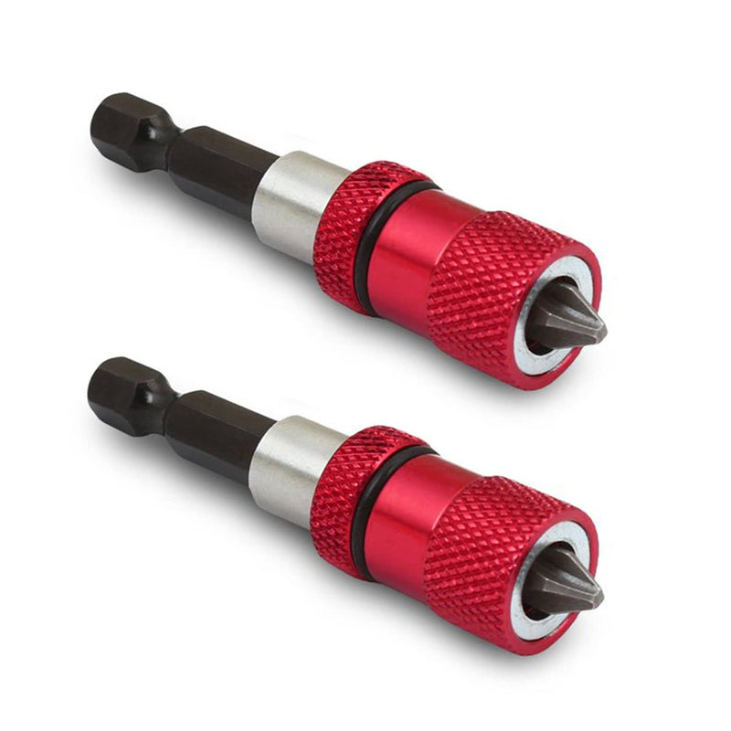 SeonFook 2 PCS Magnetic Bit Holder with Phillips PH2 Screwdriver Bits, 1/4 Inch Hex Shank Driver Bits Adjustable Depth Screw Holder Drywall Screw Bits Setter Dimpler [60mm]