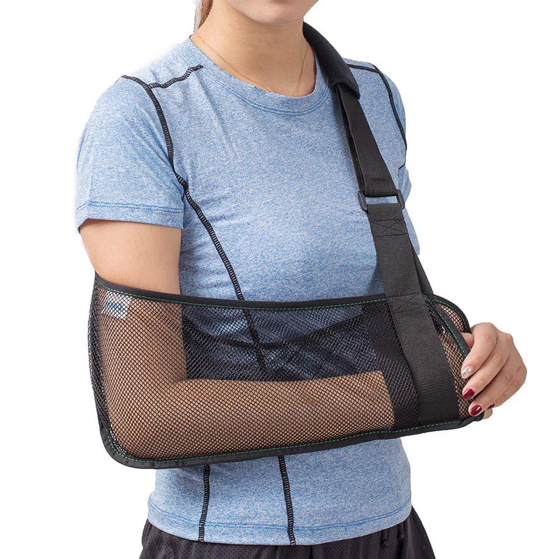 Mesh Arm Shoulder Sling - Medical Shoulder Immobilizer for Shower - Adjustable Arm Brace for Torn Rotator Cuff Injury - Right Left Arm for Men Women - Shower Sling for Elbow, Wrist updated version