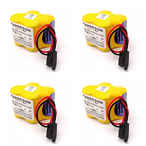(4-Pack) BR-2/3AGCT4A 6V 4400mAh Replacement Battery for Panasonic FANUC A98L-0031-002 (Black Connector)