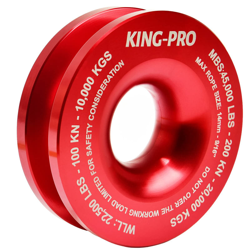 KING-PRO Snatch Recovery Ring, 45000 lbs Winch Snatch Block Pulley Towing Ring, for ATV UTV SUV Truck Off-Road Vehicle Towing Soft Shackle Recovery（Red） RED