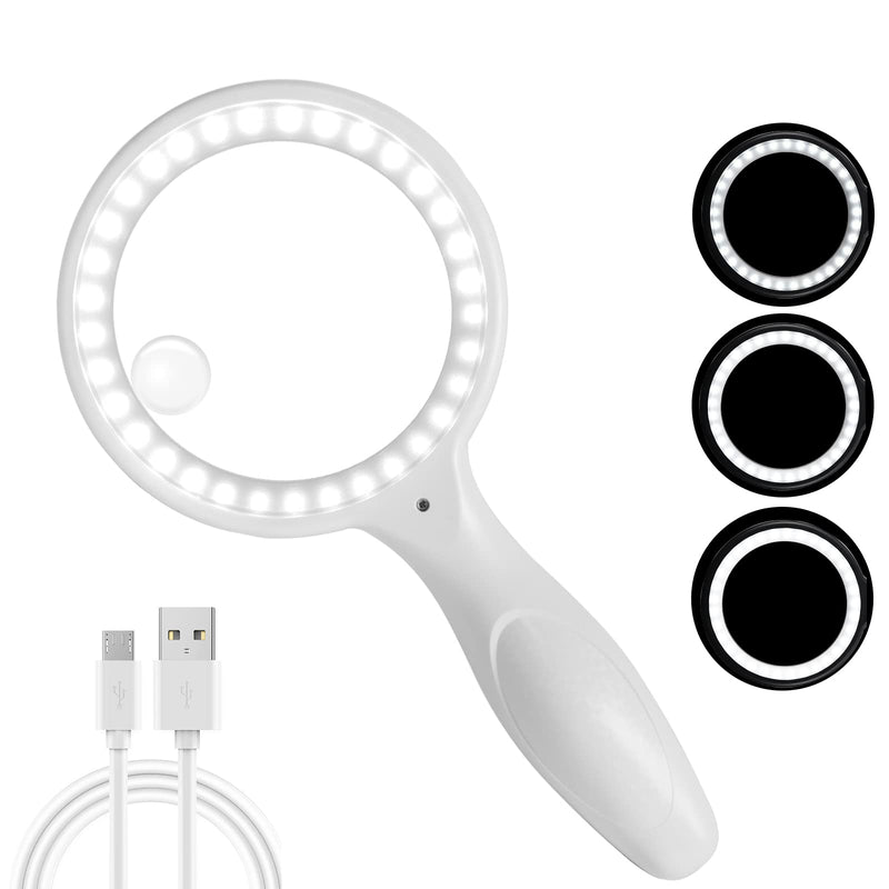 Magnifying Glass with Light, 30X Magnifying Glasses with Light for Close Work Magnifying Glass for Reading - 33 LED Large Magnifying Glass 30X Magnifying Glass with The Light White