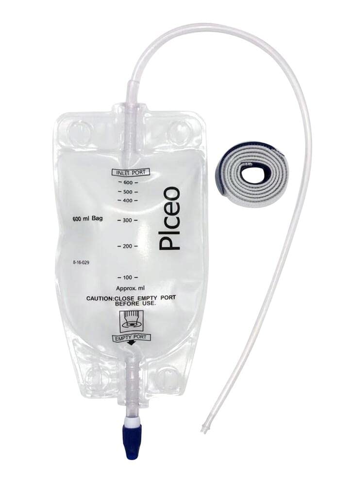 Clear 600mL Urine Drainage Bag with 20" Silicone Tube,Twist Drain Valve,nephrostomy Bag(2) 2