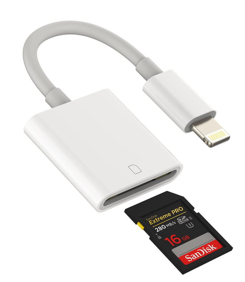 SD Card Reader for iPhone Lightning to Camera Memory Adapter Compatible with Ipad 13 12 11 Pro Max X XS XR 8 7 6 Plus 6s Se 2 Air Mini 2020 2019 2021 Adaptador Phone Accessories Apple MFI Certified
