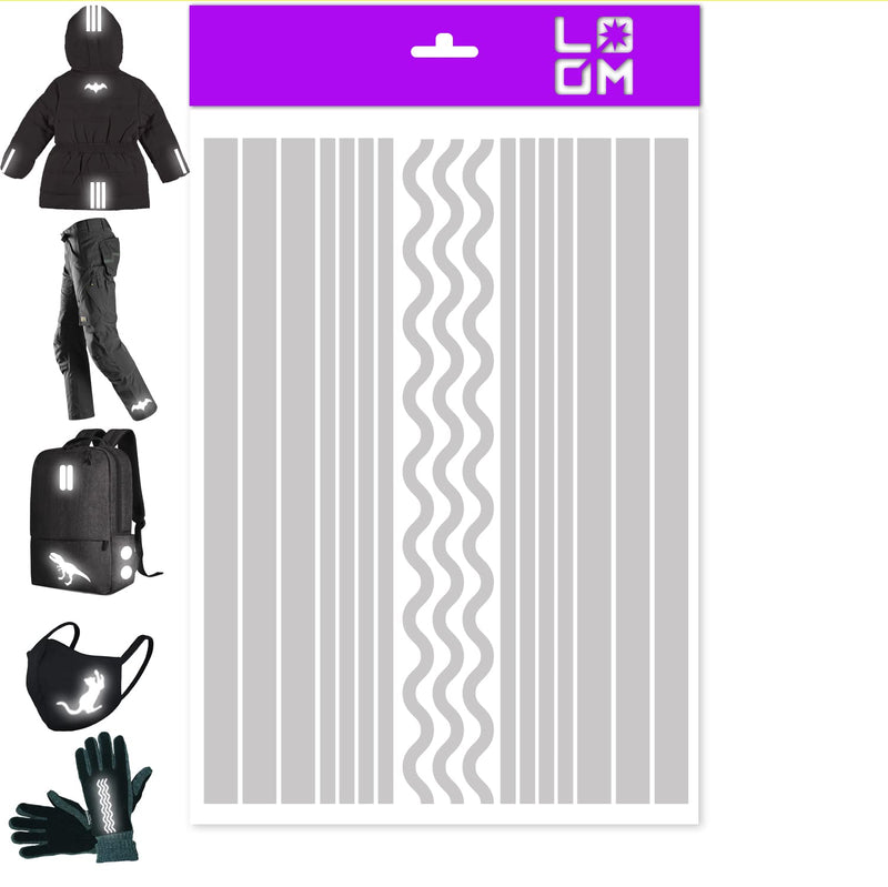 Iron On Reflective Stickers for Clothing | Reflectorized Decals Customizing, Decorating & Nighttime Safety Tape Waterproof Durable Sticker Kit, Gray the lines