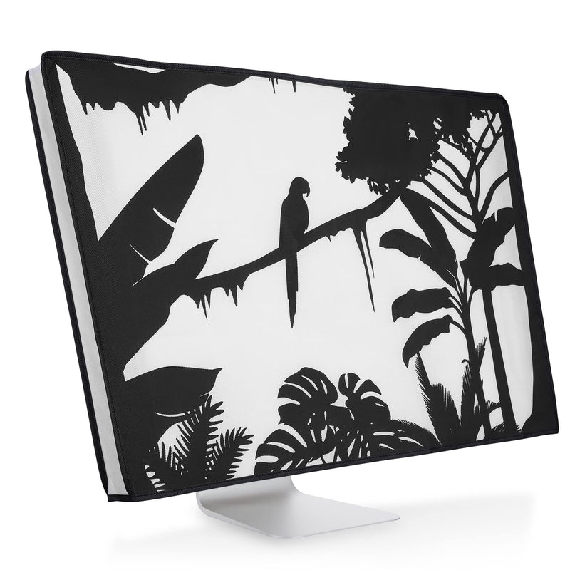 kwmobile Computer Monitor Cover Compatible with 24-26" Monitor - Jungle Silhouette Black/White Jungle Silhouette 01-02