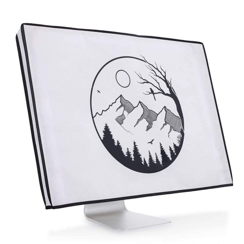 kwmobile Computer Monitor Cover Compatible with 27-28" Monitor - Relax in Mountains Black/White Relax in mountains 01-02