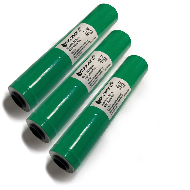 GEILIENERGY (3 PCS) 3.6V 3000mAh NIMH Battery Stick for Streamlight Stinger LED HP, XT,75175 PolyStinger, Pelican M9 3 PACK 75375