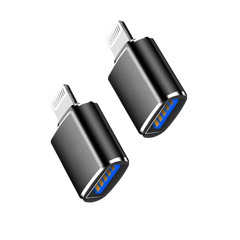 (Apple MFi Certified)Lightning Male to USB3.0 Female Adapter OTG Cable,2 Pack Portable USB Camera Adapter OTG Data Sync Cable for iPhone13/12/11/Xr/X/XS/8/7/Card Reader/Flash Drive/Mouse/MIDI Keyboard Black