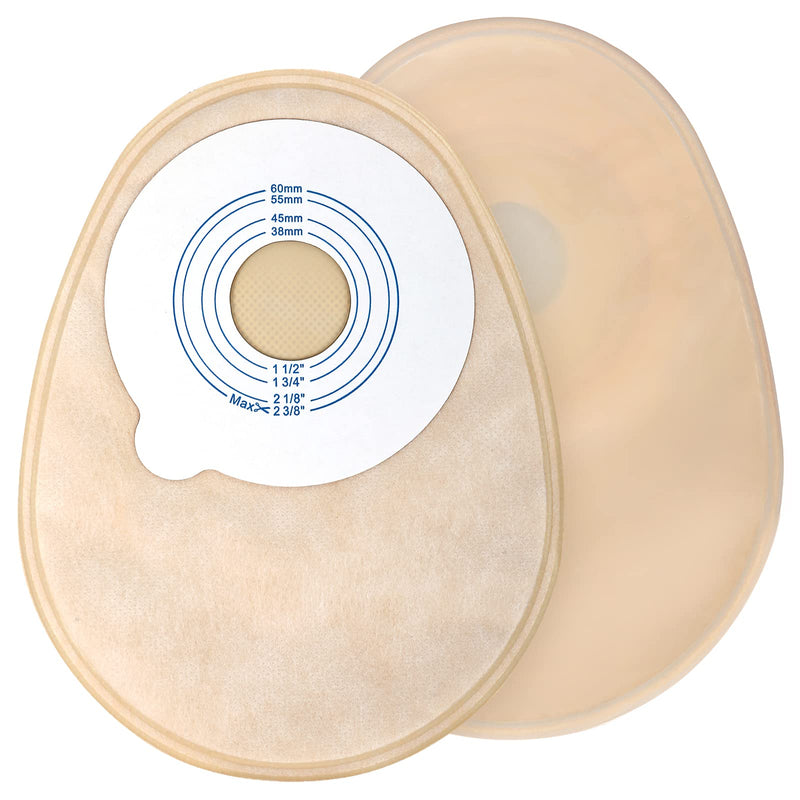OSTUPMED 20Pcs Colostomy Bags One Piece Closed Ostomy Supplies Drainable Pouches for Ileostomy Stoma Care Cut-to-Fit (1 1/2" to 2 3/8")