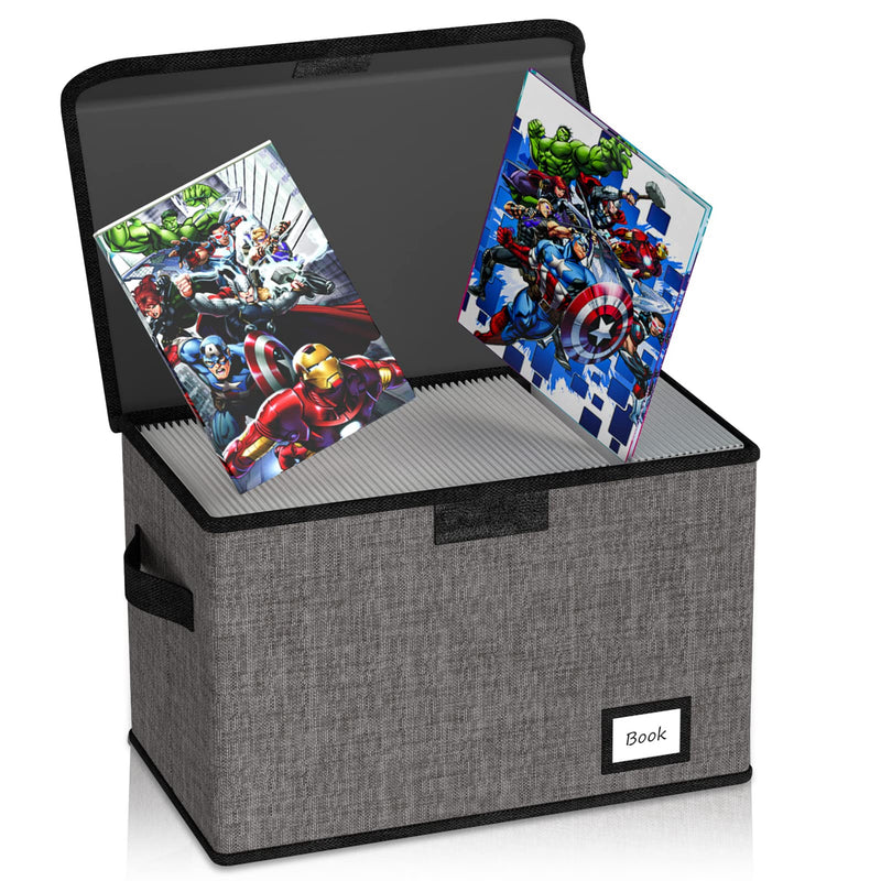 Comic Book Storage, Comic Book Box, 15.8" X 7.8" X 11.8", Collapsible Comic Short Box, Holds 160-180 Comic Book (2021 Gray) 1 PCS