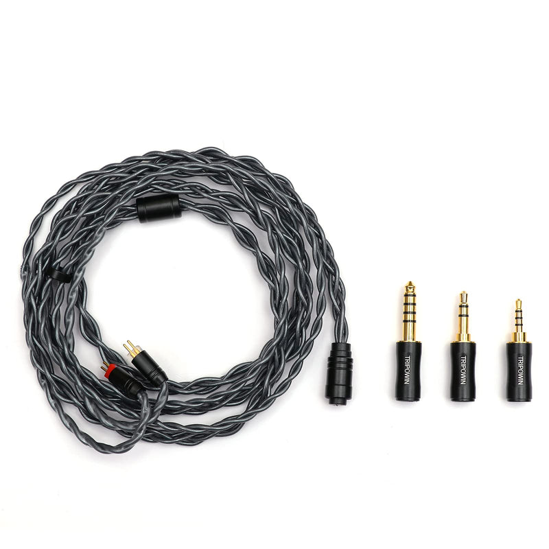Tripowin Noire 4 Core 24AWG OCC Upgraded HiFi Audio Cable with Detachable 3-in-1 2.5mm/3.5mm/4.4mm Plug for Audiophile Musician (0.78mm 2Pin) 0.78mm 2Pin Tripowin Noire