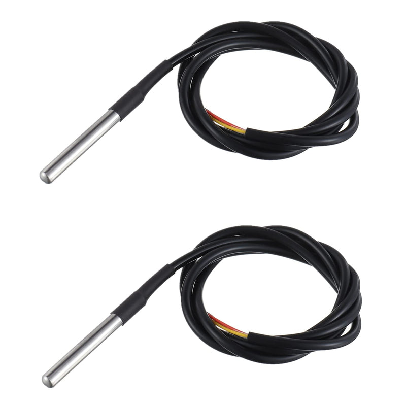 BOJACK DS18B20 1M Temperature Sensor Temperature Probe Stainless Steel Package Waterproof(Pack of 2 Pcs）