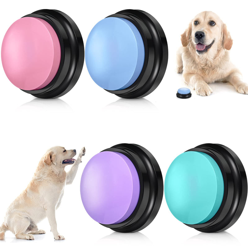 4 Packs Voice Recording Button Recordable Dog Talking Buttons Set for Communication Dog Voice Command Buttons 30 Second Record and Playback Talking Buttons for Cats Pet Training Buzzer (Fresh Color) Fresh Color