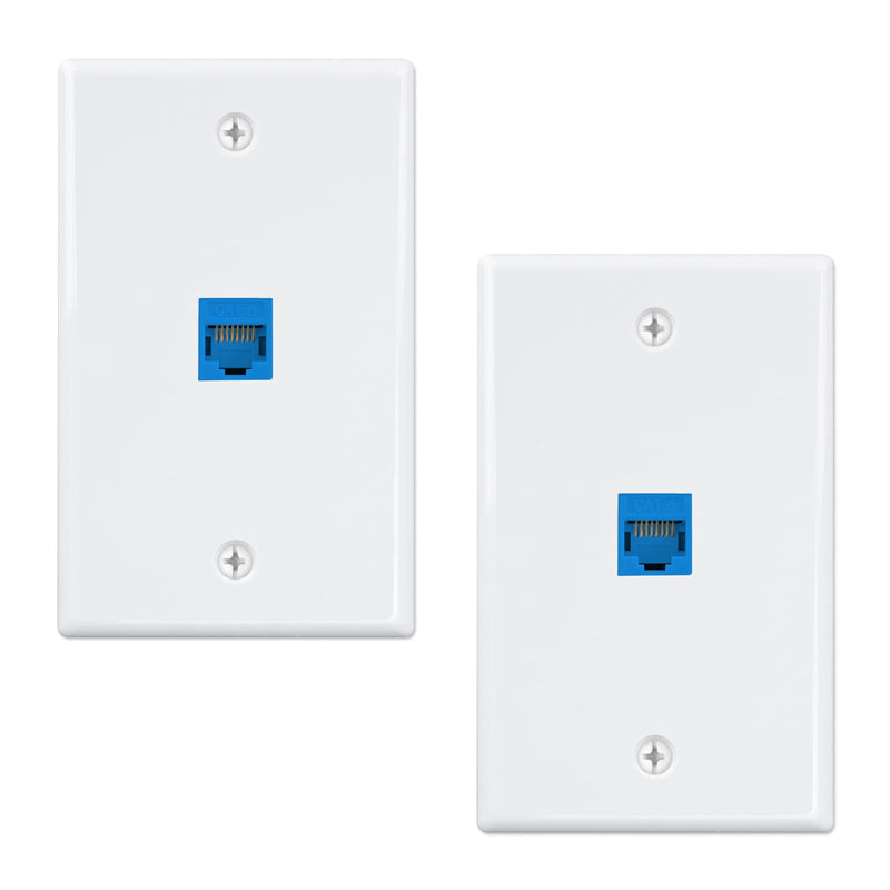 Iwillink (2-Pack) 1-Port Ethernet Wall Plate, Keystone Jack Wall Plate with RJ45 Keystone Inline Coupler insert, Female to Female Cat6 Keystone Jack Wall Plate, Blue 2 Pack