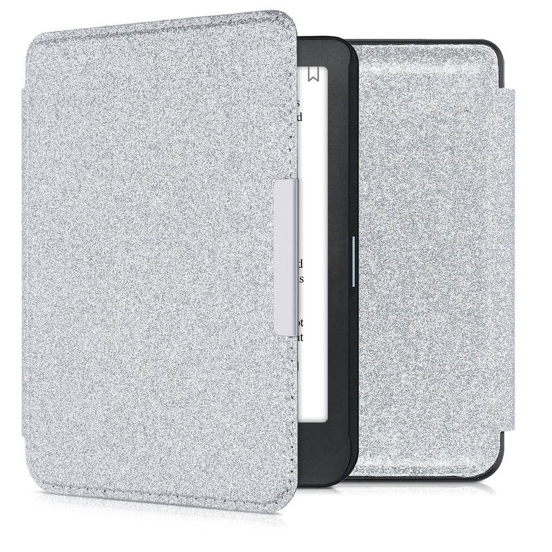 kwmobile Case Compatible with Kobo Clara HD - Case PU e-Reader Cover - Glitter Uniform Silver Glitter Uniform 35