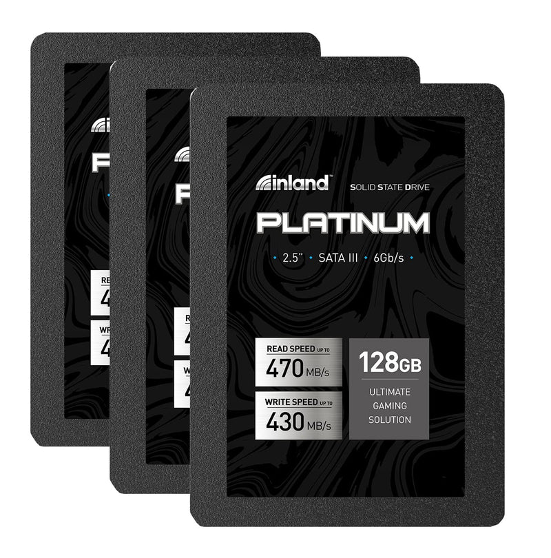 INLAND Platinum 3 Pack 128GB SSD SATA III 6Gb/s 2.5" 7mm TLC 3D NAND Internal Solid State Drive (128GB x 3) Platinum-128GB x 3 Pack