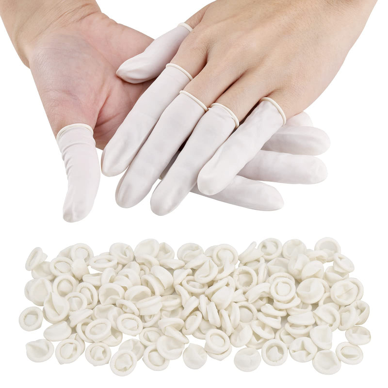 300 Pcs Fingertips Protective Finger Cots Small Finger Cots White Disposable Finger Rubber Tips for Injured Finger,Cracked Finger,Sports