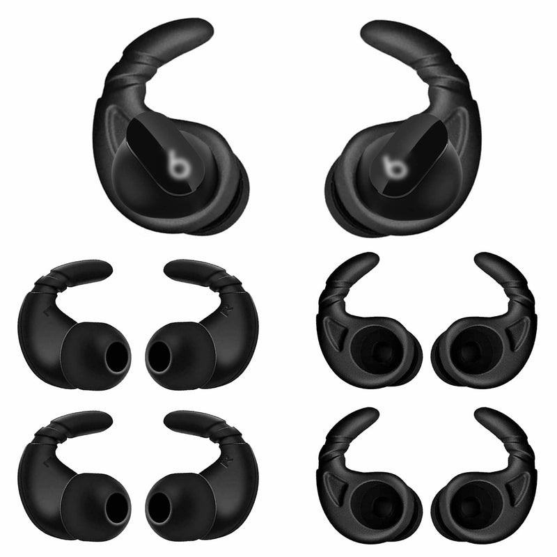 4 Pairs Ear Hooks Compatible with Beats Studio Buds Ear Tips Earbuds, Anti-Slip Anti-Drop Sport Outdoor Earhooks Wing Holder Silicone Rubber Gel Cover Accessories for Studio Buds - Black