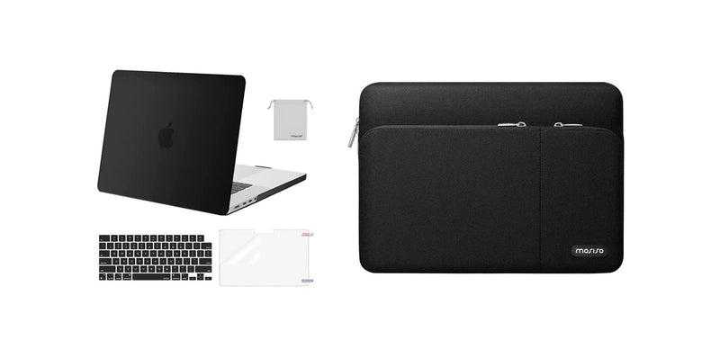 MOSISO Compatible with MacBook Pro 16 inch Case 2021 Release A2485 M1, 360 Protective Sleeve Bag with 2 Front Separate Pockets&Plastic Hard Shell&Keyboard Skin&Screen Protector&Storage Bag, Black