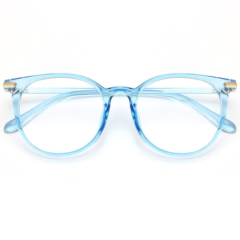 Gaoye Blue Light Blocking Glasses, Retro Round Eyewear Frame Anti Eyestrain Computer Glasses for Women Men - GY1688 Clear Blue/Transparent Lens