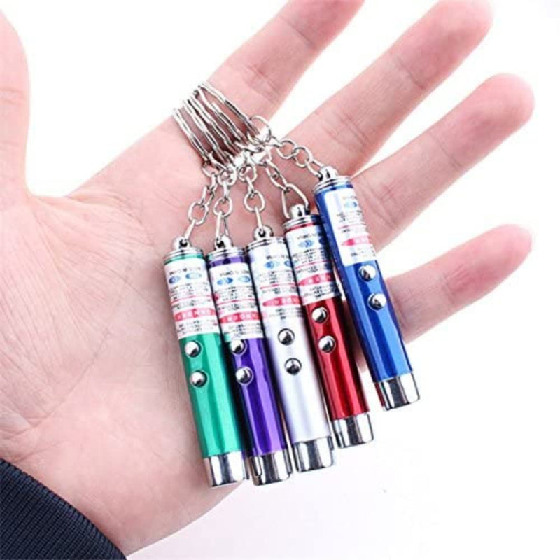Mini Cat Toys Laser Pointer Pen Keychain Flashlight Funny Dog Stick Pet Lamp White Light LED Infrared Button Electronics Included (6 Color Mix Pack, 6 Color Mix) 6 color mix Pack