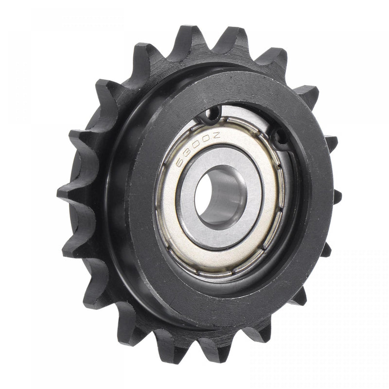 uxcell #35 Chain Idler Sprocket, 10mm Bore 3/8" Pitch 18 Tooth Tensioner, Black Oxide Finish C45 Carbon Steel with Insert Single Bearing for ISO 06B Chains