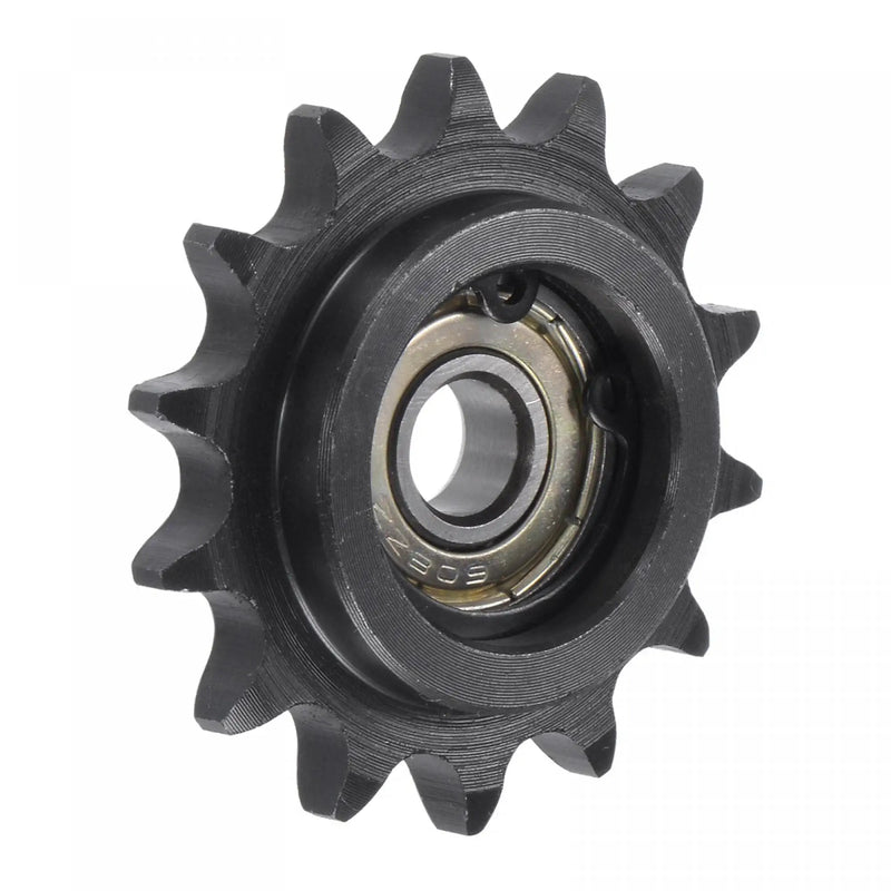 uxcell #35 Chain Idler Sprocket, 8mm Bore 3/8" Pitch 14 Tooth Tensioner, Black Oxide Finish C45 Carbon Steel with Insert Single Bearing for ISO 06B Chains