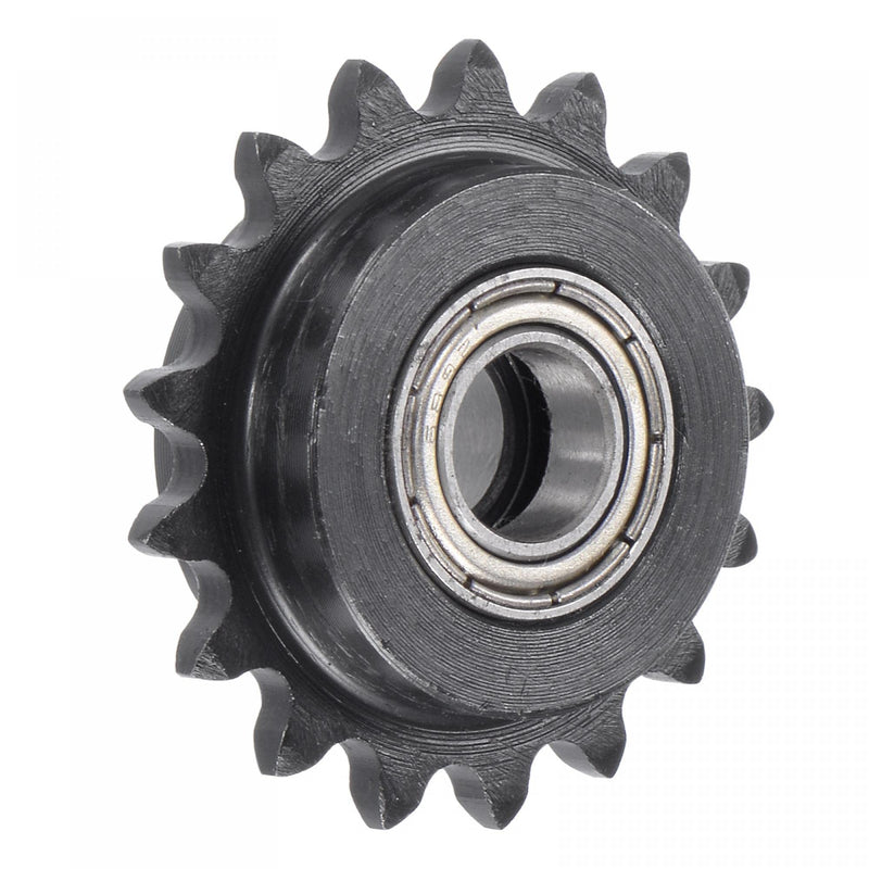 uxcell #25 Chain Idler Sprocket, 9mm Bore 1/4" Pitch 17 Tooth Tensioner, Black Oxide Finish C45 Carbon Steel with Insert Double Bearing for ISO 04C Chains