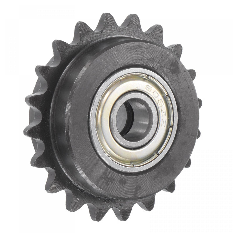 uxcell #25 Chain Idler Sprocket, 8mm Bore 1/4" Pitch 20 Tooth Tensioner, Black Oxide Finish C45 Carbon Steel with Insert Double Bearing for ISO 04C Chains