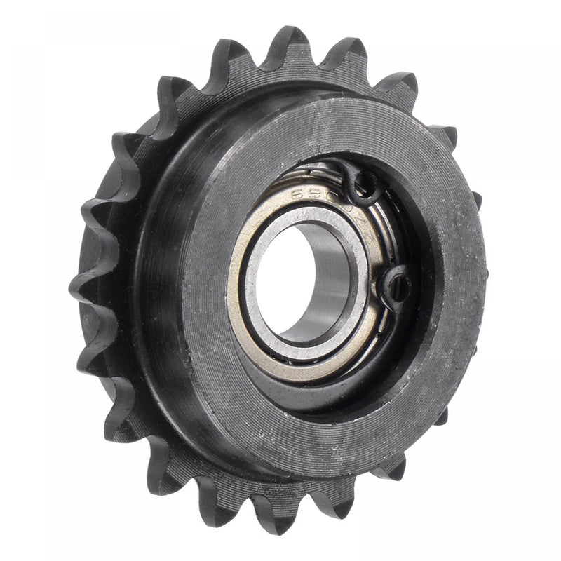 uxcell #25 Chain Idler Sprocket, 10mm Bore 1/4" Pitch 20 Tooth Tensioner, Black Oxide Finish C45 Carbon Steel with Insert Single Bearing for ISO 04C Chains