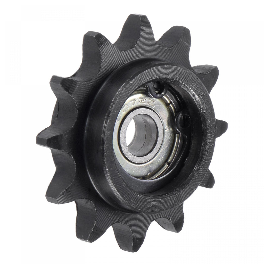 uxcell #35 Chain Idler Sprocket, 7mm Bore 3/8" Pitch 12 Tooth Tensioner, Black Oxide Finish C45 Carbon Steel with Insert Single Bearing for ISO 06B Chains