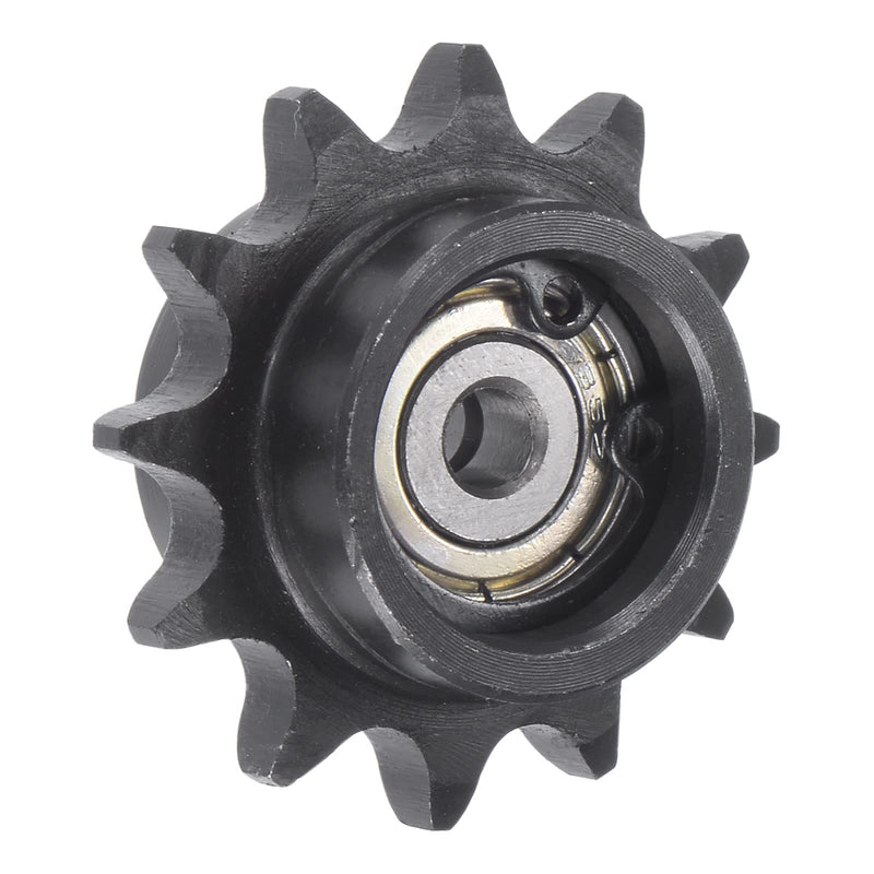 uxcell #35 Chain Idler Sprocket, 5mm Bore 3/8" Pitch 12 Tooth Tensioner, Black Oxide Finish C45 Carbon Steel with Insert Double Bearing for ISO 06B Chains