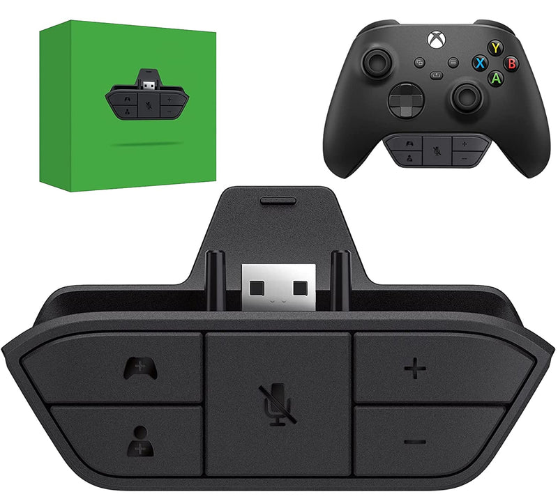 Stereo Headset Adapter, Audio Mic Headphone Converter for Xbox One/ One S/X/ Elite 1/ Elite2/ Series S/X Controller-Adjust Audio Balance (Game Sound & Voice Chat)-Low Latency