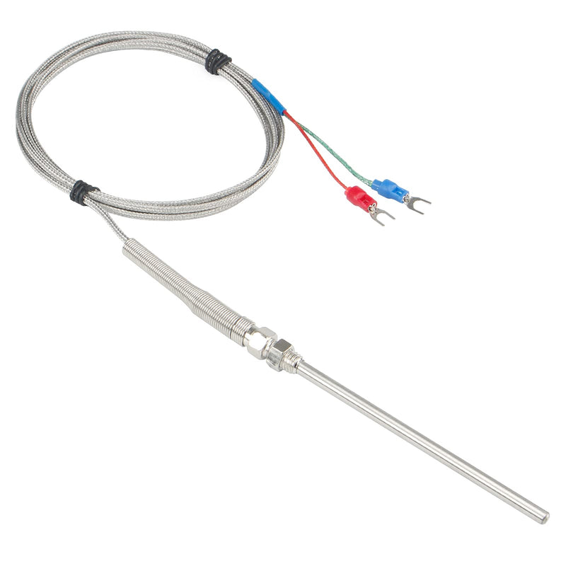 CGELE K-Type Thermocouple Temperature Sensors 0~600℃，3M/9.8Ft Wire Probe Length 100mm Two Wire 100×5mm Stainless Steel Probe Temperature Detector Temperature Gauge Probe Length 100mm(3M)