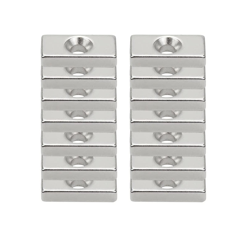 14 Pack Rare Earth Magnets Strong Neodymium Rectangular Magnets with Countersunk Hole for Fridge, DIY, Scientific, Craft, and Office Magnets - Small Magnets 0.78 x 0.4 x 0.16 inch, Pack of 14 14 Pack