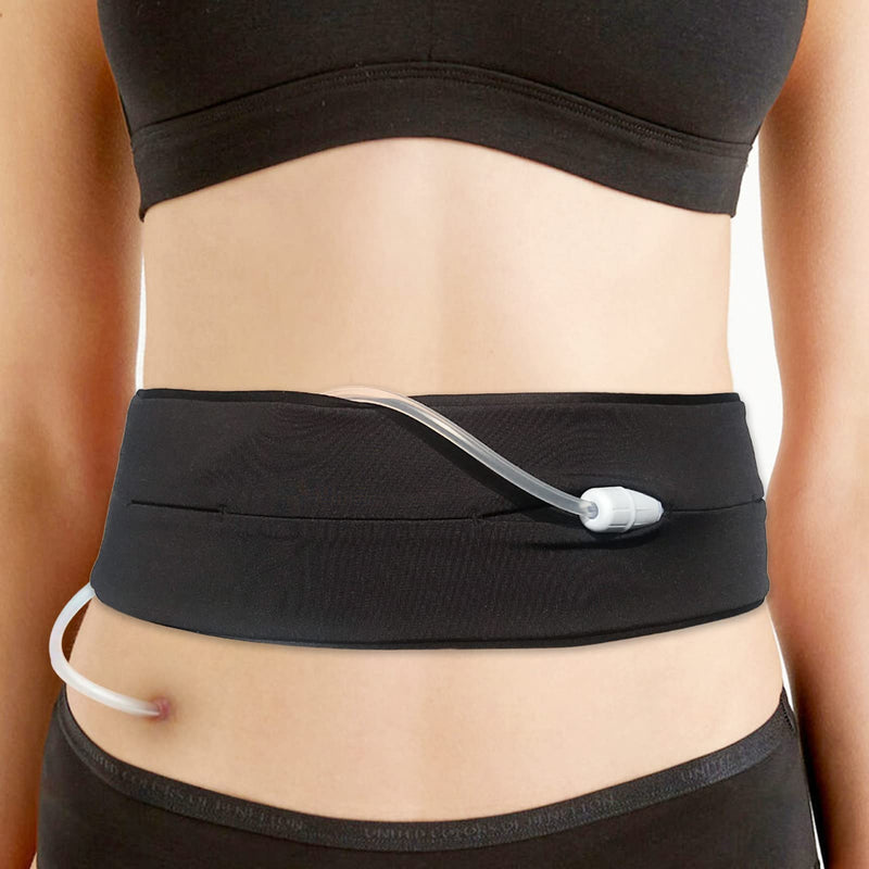 Adjustable PD Belt Peritoneal Dialysis Catheter Holder No-Bounce Accessories with Slits for Safety Support Secure Transfer Set G-Tube PEG Feeding Tube Men Women Patients Black,Medium(29"-41")