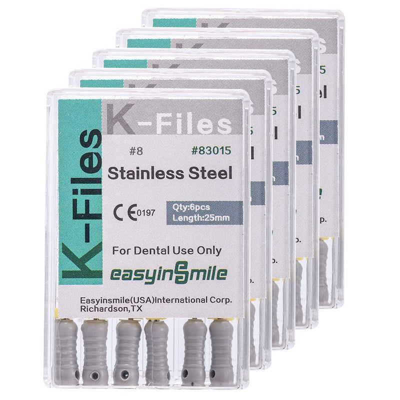 Dental 5 Boxes Endodontic Root Canal Hand K Files Stainless Steel Endo Root Canal Files (8#) 8#