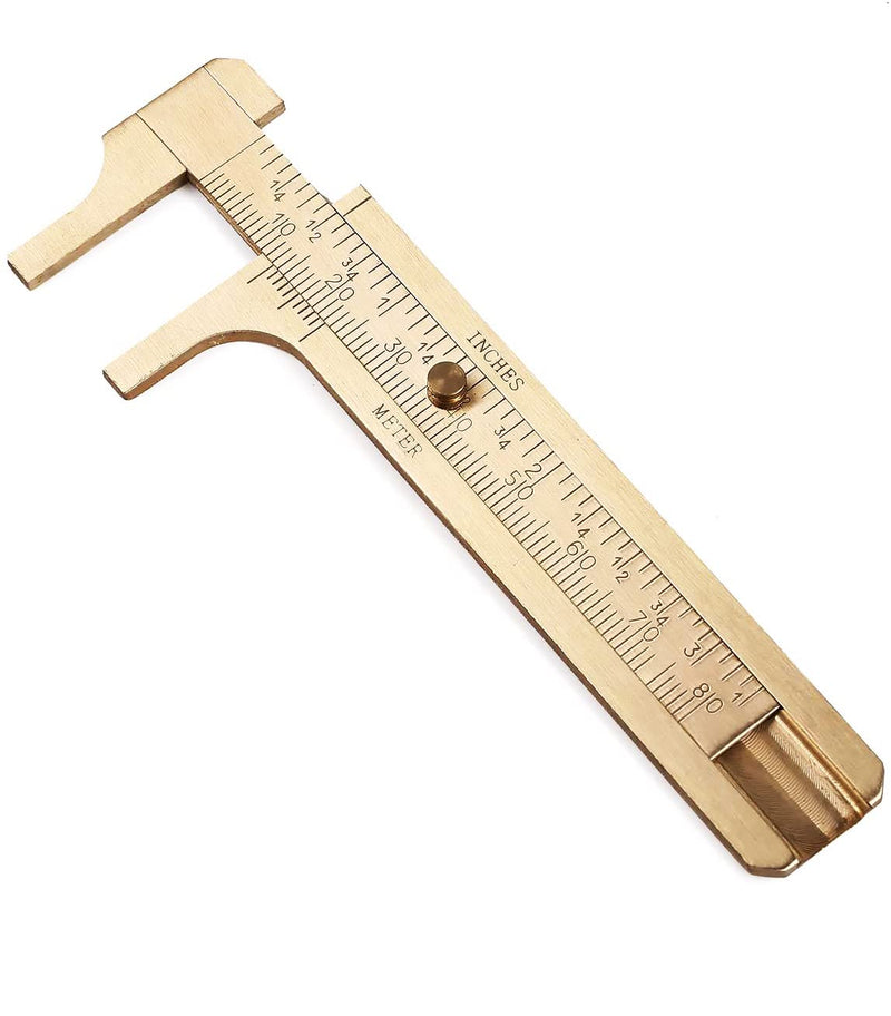 Vernier Caliper Copper Alloy Mini Brass Sliding Pocket Caliper Metal Double Scale for Measuring Gemstones and Jewelry Components Bead Wire Guitar Repair 80 mm /3.15" 80mm