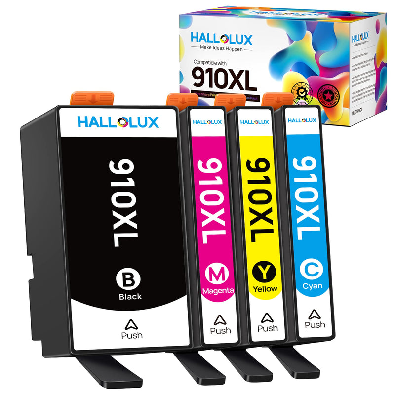 HALLOLUX Remanufactured Ink Cartridge Replacement for HP 910 XL 910XL Ink Cartridges Compatible with OfficeJet 8025e 8035e 8025 8035 8028 8022 8015 Printer HP 910 Ink Cartridges Combo Pack (4 Pack)