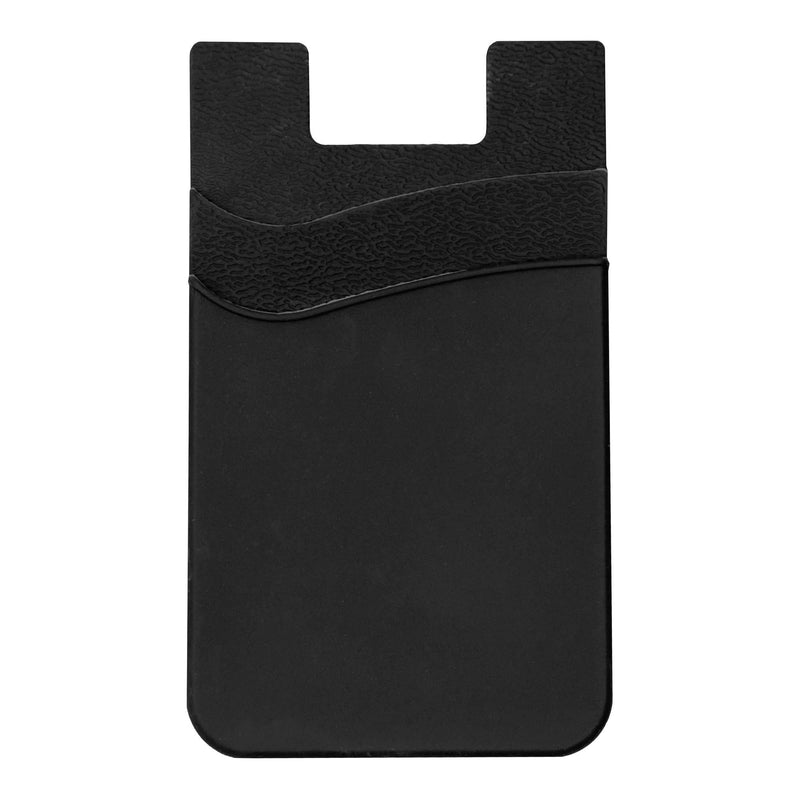 Silicone Phone Card Holder Double Slot Pocket, Stick On Wallet, Adhesive Credit Card Pouch, Compatible with iPhone & Samsung Galaxy - Black
