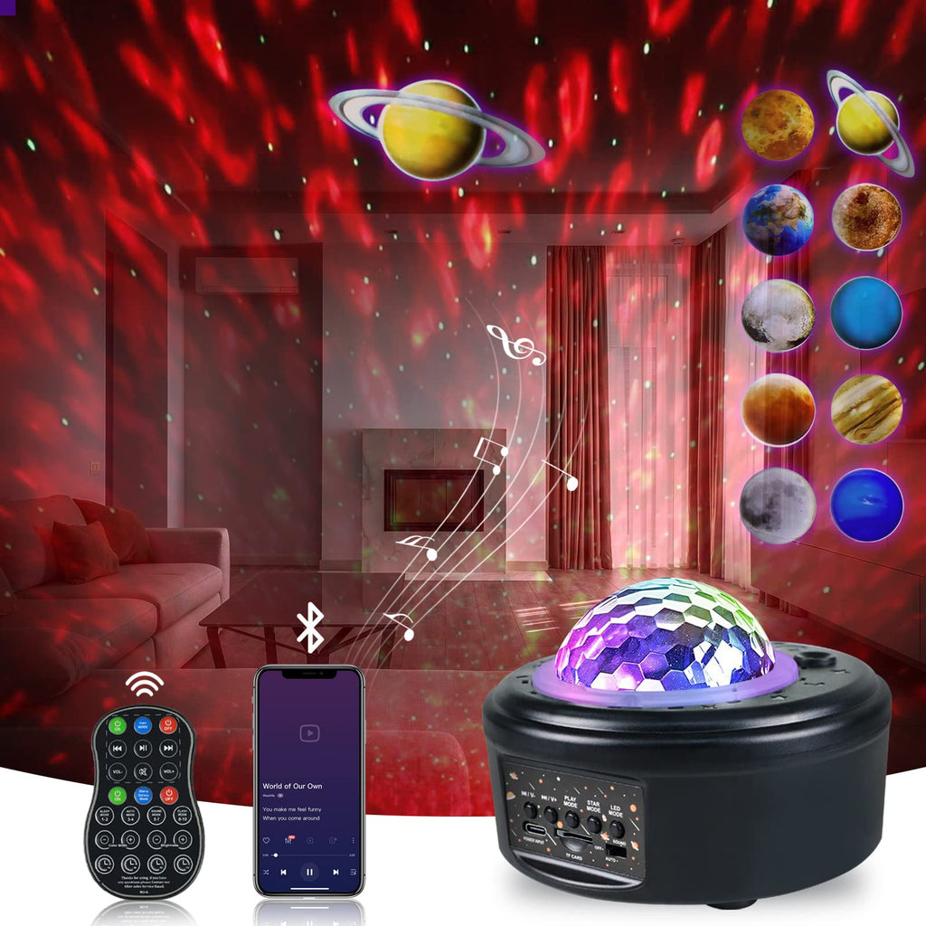 10 Planets Solar System Projector,Starry Ocean Weave Night Light Projector,Bluetooth Music Player Star Galaxy Projector for Kids Adult Festival Party & Holiday.