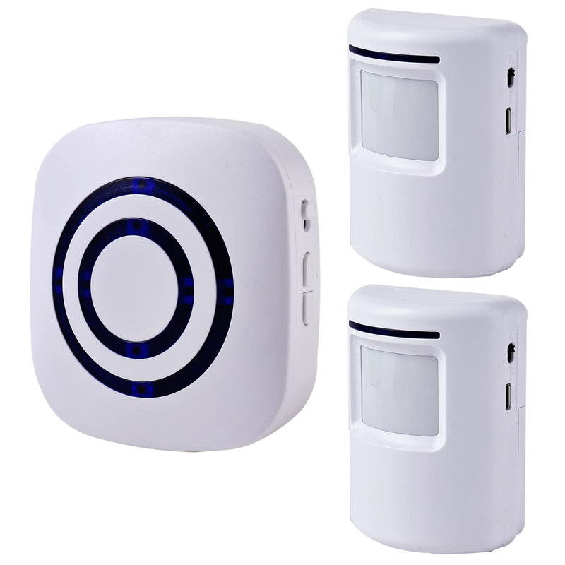 Motion Sensor Alarm - Seanme Wireless Driveway Alarm 100m Long Distance Signal Transmission, Home Security Alarm System Motion Sensor Doorbell with 38 Chime Tunes (1 reciver and 2 Sensor) 1 reciver and 2 sensor