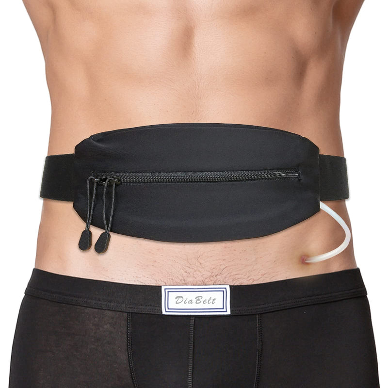 Tuck Away Peritoneal Dialysis Belt PD Catheter Transfer Set Holder Large Pocket G-Tube Abdominal Peg Feeding Tube Belts Supplies for Adults Women Men Black