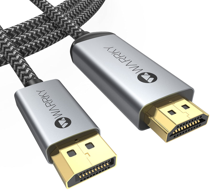 4K DisplayPort to HDMI Cable, WARRKY 15ft [Gold-Plated Plug, Aluminum Shell] UHD High Speed DP to HDMI Cord for Lenovo, HP, Dell, GPU, NVIDIA, More