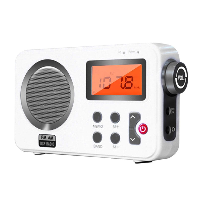 Shower Radio Speaker, Portable LCD Display Stereo Radio with AM/FM Radio/RDS System Long Playback Time Radio with Preset 20 Radio Stations for Bathroom, Hot Tub, Outdoor(White) white